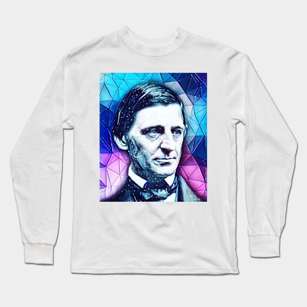 Ralph Waldo Emerson Snowy Portrait | Ralph Waldo Emerson Artwork 5 Long Sleeve T-Shirt by JustLit